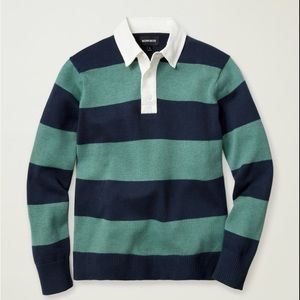 Bonobos Rugby Polo Sweater Navy and Evergreen Stripe